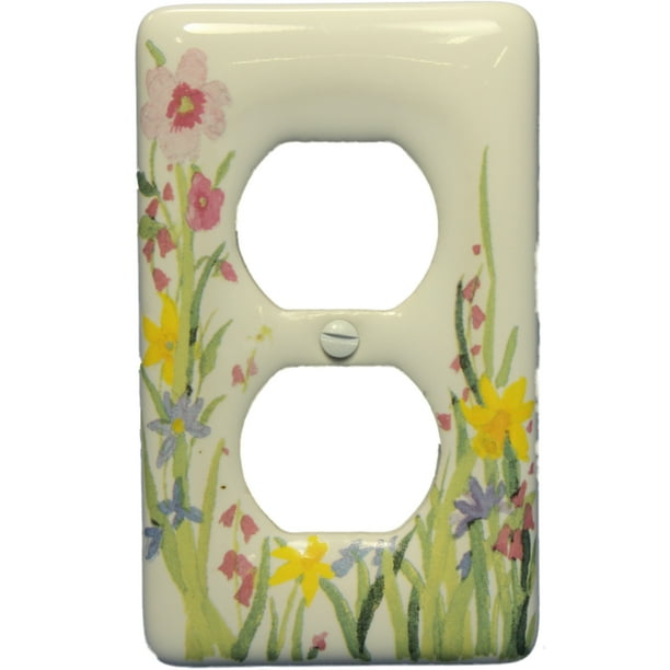 1-Gang Device Receptacle Wallplate Single Outlet Wall Plate/Panel Plate/Cover Blue Butterfly And Purple Flower Design Wildflower Light Panel Cover 1-Gang Device Receptacle Wallplate Single Outlet Wall Plate/Panel Plate/Cover Blue Butterfly And Purple Flower Design Wildflower Light Panel Cover